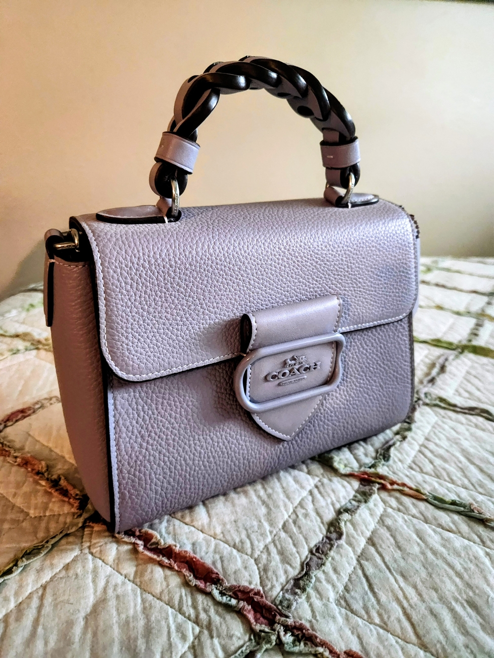 Coach Pebbled Leather Top-Handle Bag in Lavender